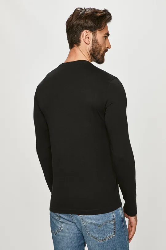 Bavlnené tričko s dlhým rukávom Lacoste čierna