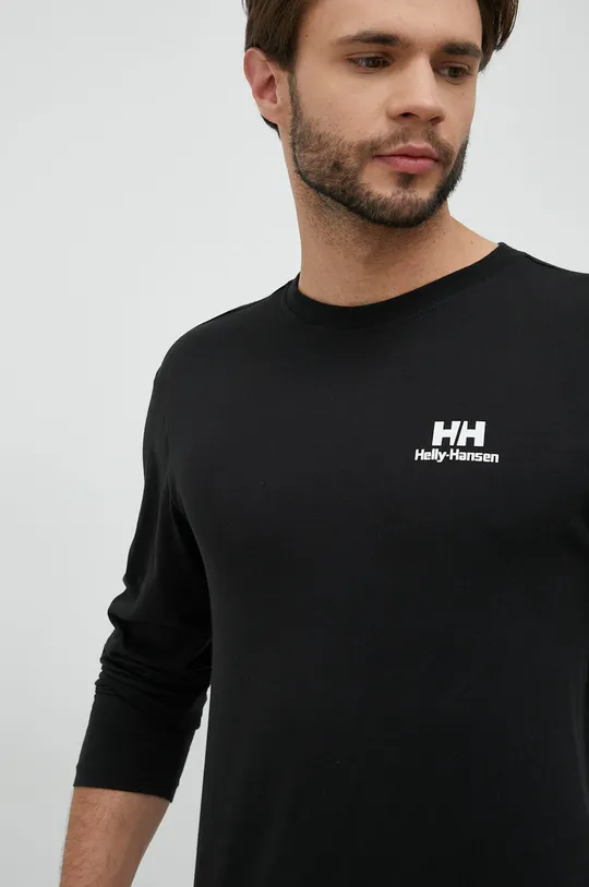 μαύρο Βαμβακερή μπλούζα με μακριά μανίκια Helly Hansen