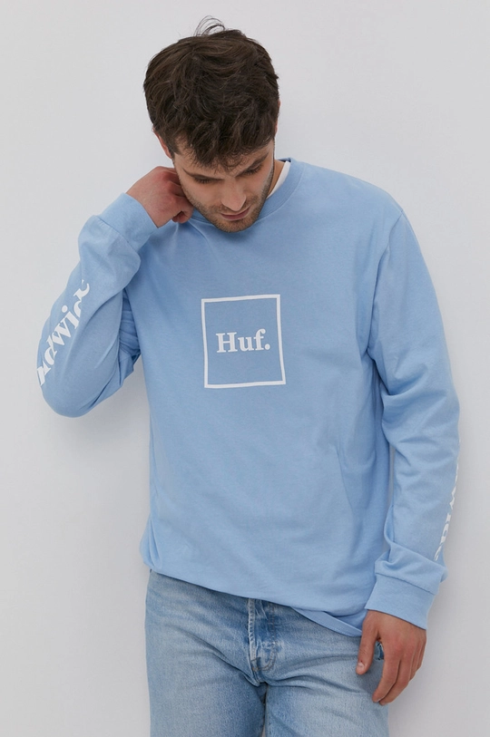 niebieski HUF Longsleeve bawełniany Męski