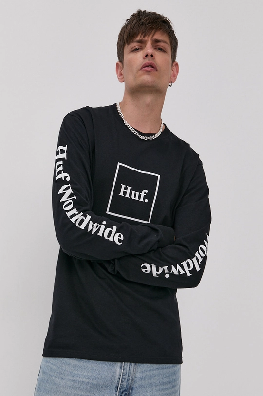 czarny HUF Longsleeve bawełniany Męski