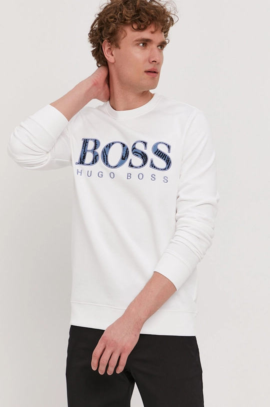 білий Бавовняна кофта Boss Casual Чоловічий