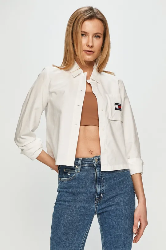 білий Tommy Jeans - Бавовняна сорочка Жіночий