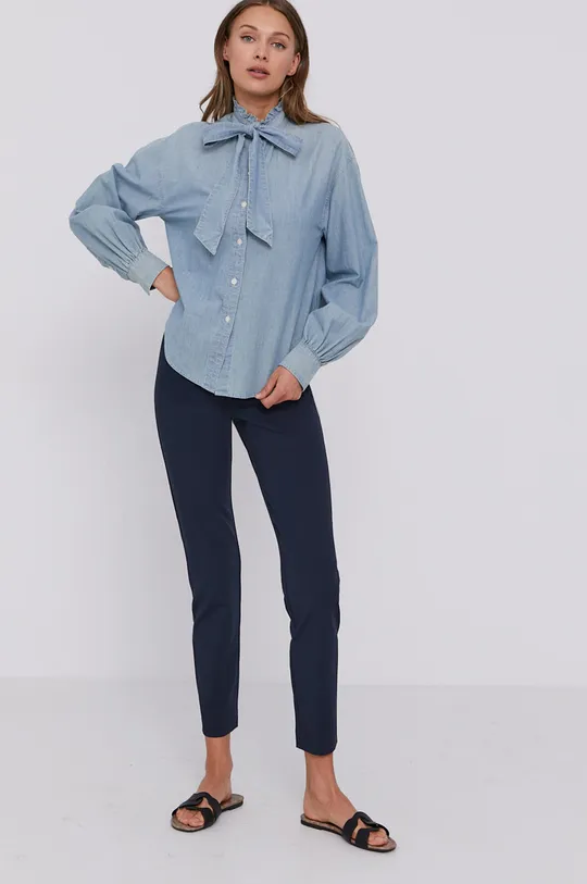 Bavlnená košeľa Lauren Ralph Lauren modrá