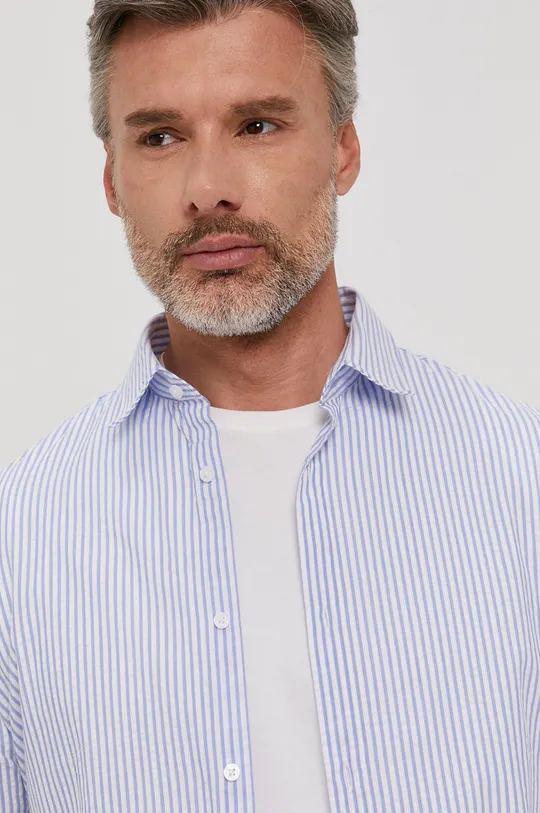 μπλε Βαμβακερό πουκάμισο Marciano Guess Ανδρικά