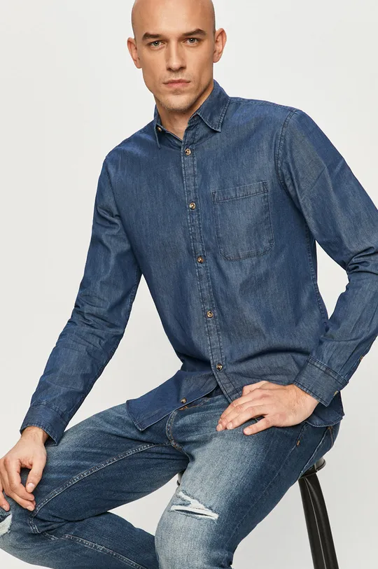 granatowy Produkt by Jack & Jones - Koszula jeansowa Męski