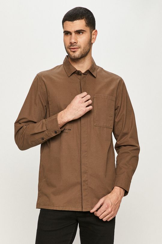 hnedozelená Vans - Bavlnená košeľa Pánsky