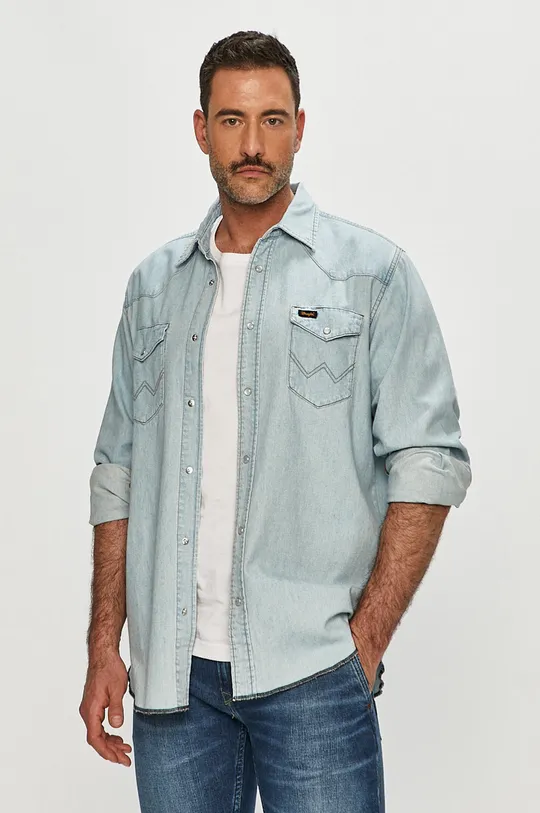 niebieski Wrangler - Koszula jeansowa Męski