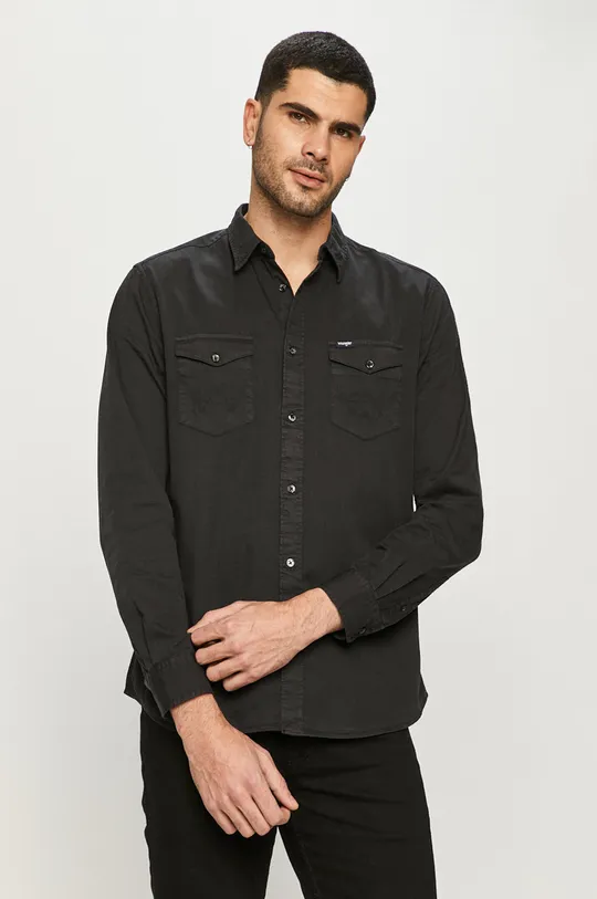 čierna Wrangler - Bavlnená košeľa Pánsky