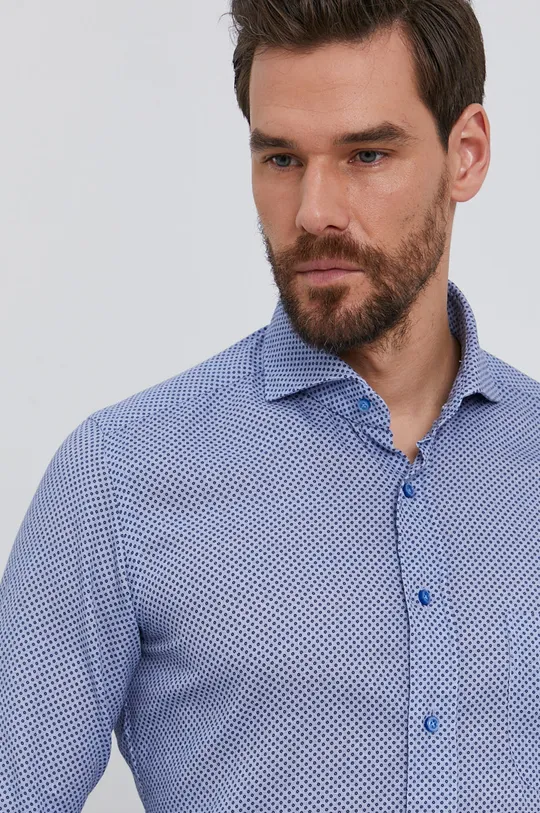 modra Bombažna srajca Emanuel Berg Moški
