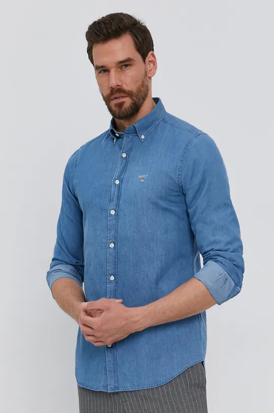 modrá Bavlnená košeľa Gant Pánsky