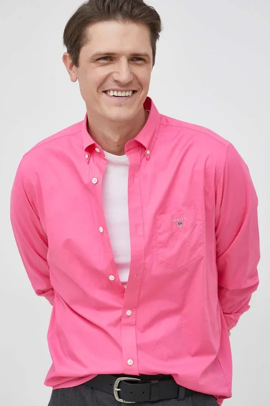 ροζ Βαμβακερό πουκάμισο Gant Ανδρικά