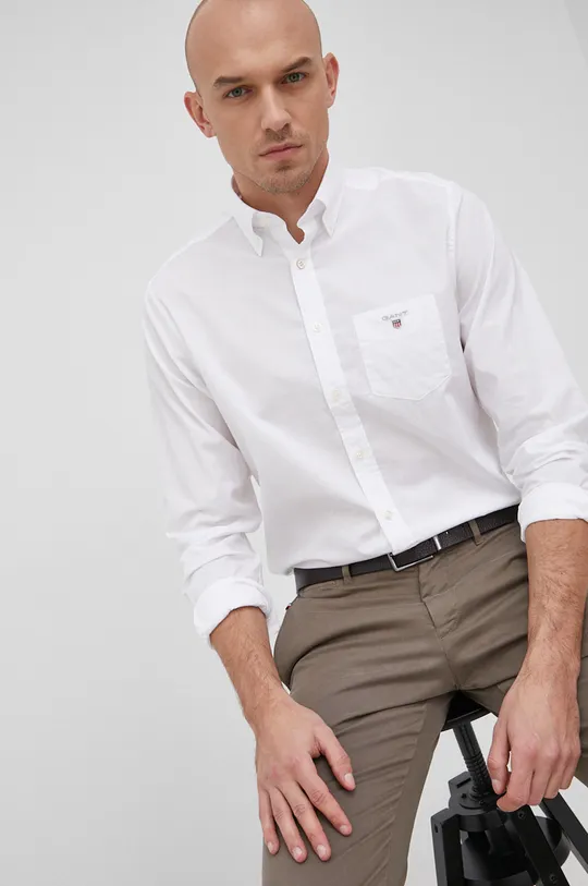 bianco Gant camicia in cotone Uomo