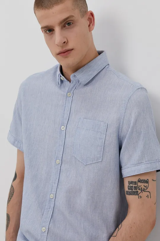 μπλε Βαμβακερό πουκάμισο Tom Tailor Ανδρικά