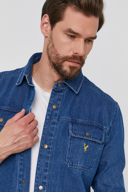 niebieski Lyle & Scott Koszula bawełniana jeansowa Męski