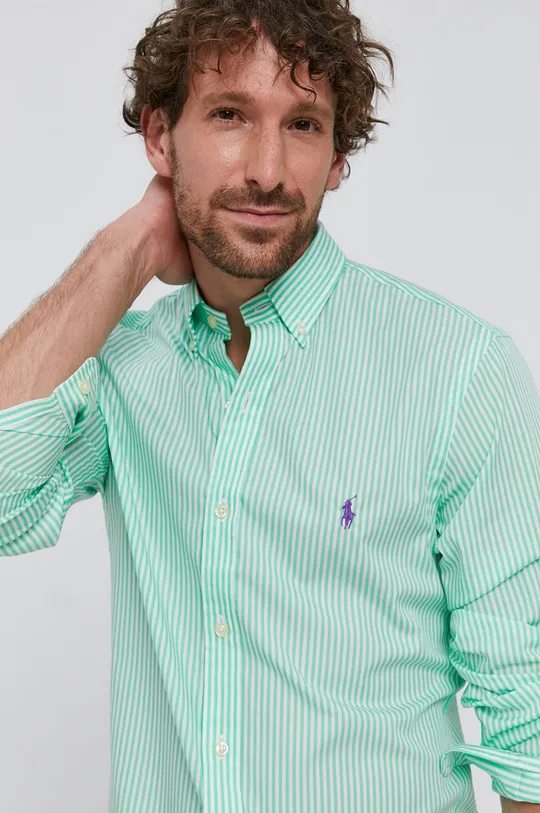 zielony Polo Ralph Lauren Koszula bawełniana 710818196006 Męski