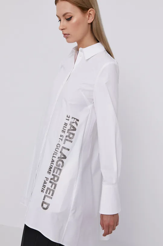 biały Karl Lagerfeld Koszula bawełniana 211W1602