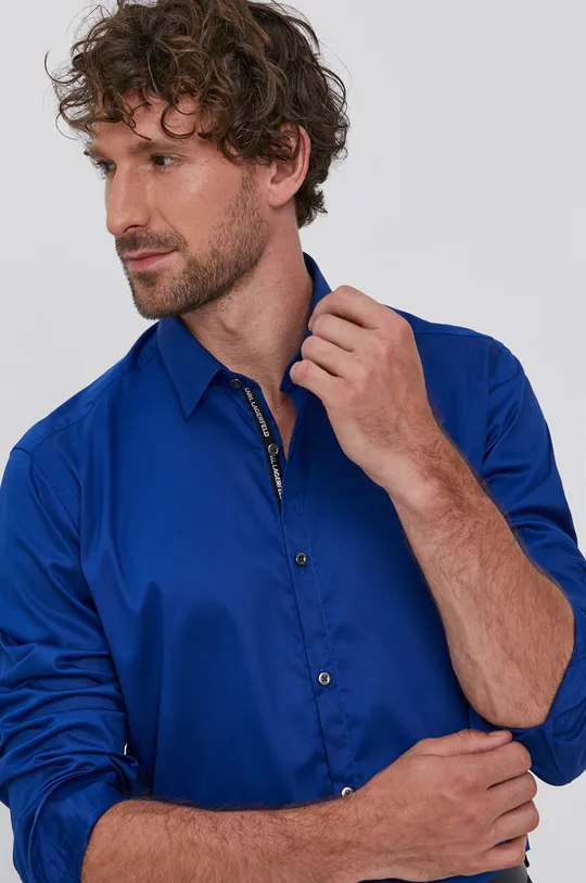modrá Bavlnená košeľa Karl Lagerfeld Pánsky