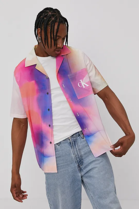 viacfarebná Košeľa Calvin Klein Jeans Pánsky
