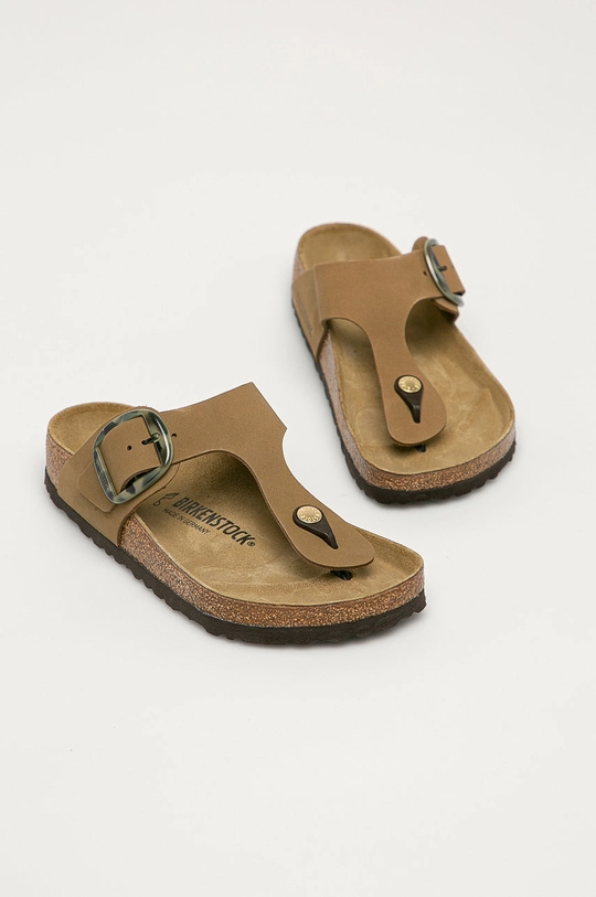 Birkenstock - Кожаные шлепанцы Gizeh зелёный