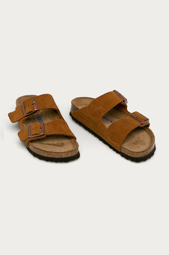 Birkenstock ciabatte slide in camoscio Arizona marrone