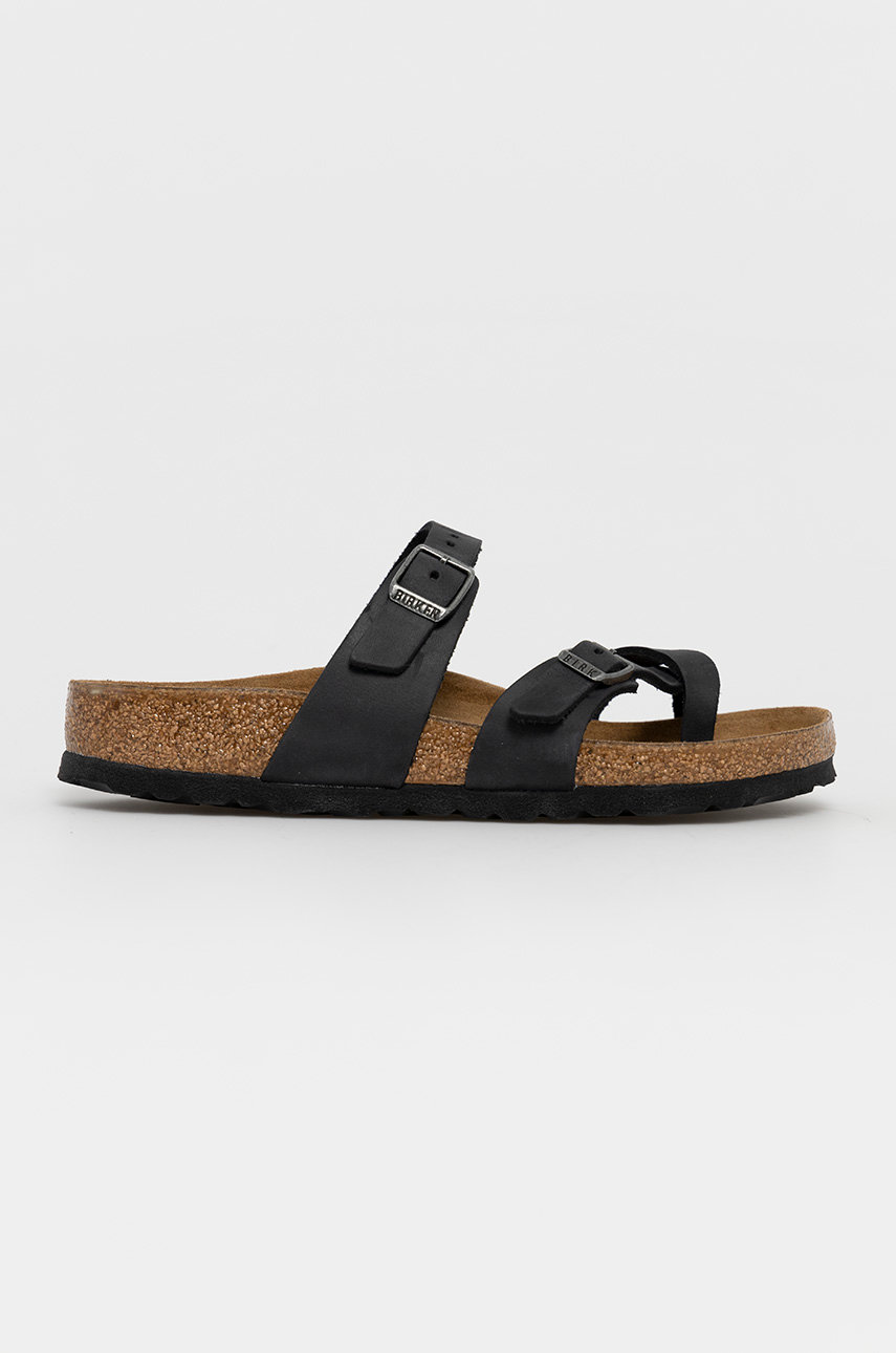 black Birkenstock leather sliders Women’s