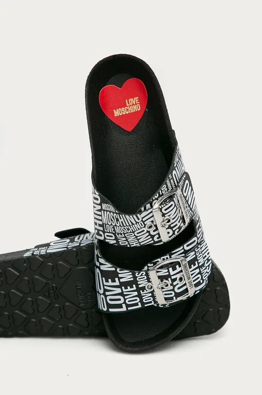 čierna Love Moschino - Kožené šľapky