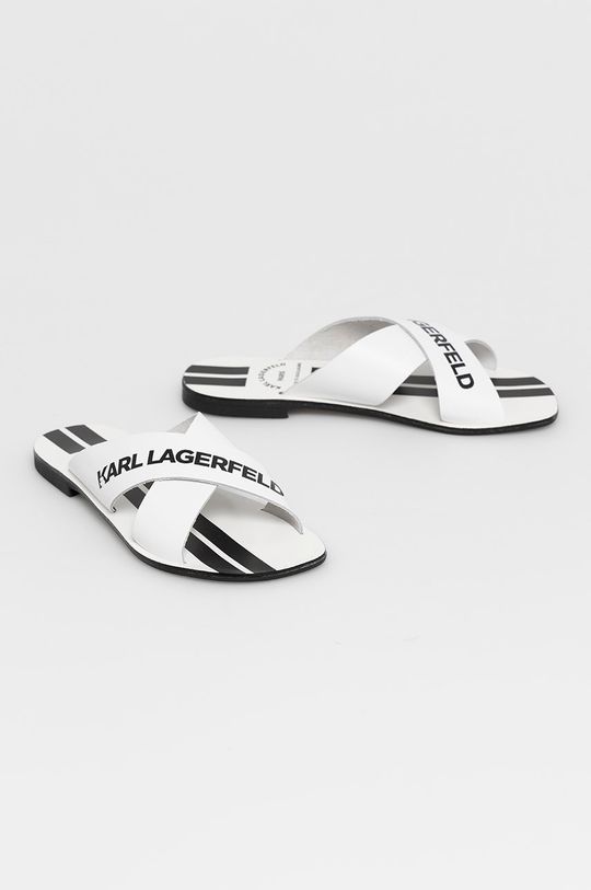 Kožené pantofle Karl Lagerfeld bílá