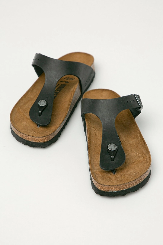 Birkenstock - Japonki skórzane Gizeh czarny