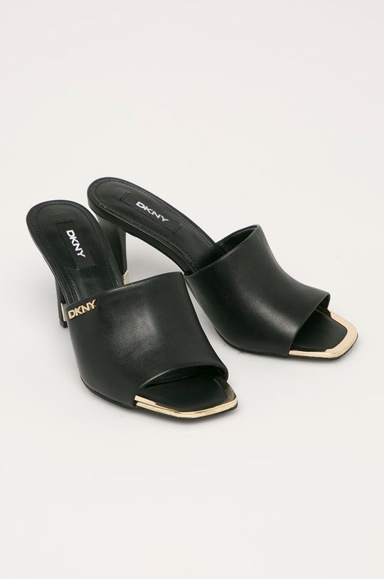 Dkny - Kožené pantofle černá