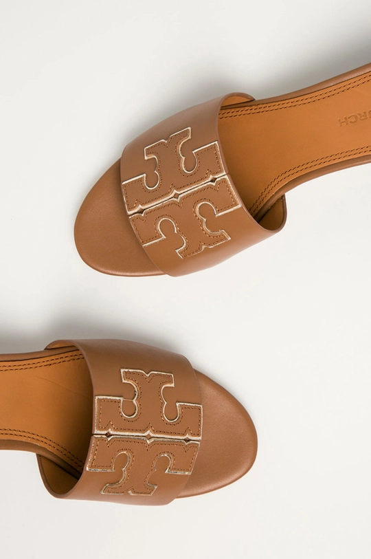 καφέ Tory Burch - Δερμάτινες παντόφλες