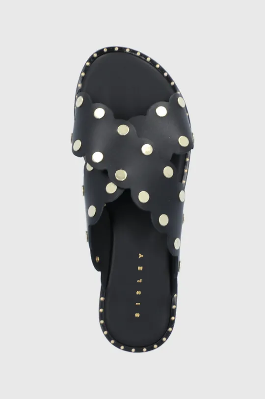 čierna Kožené sandále Sisley