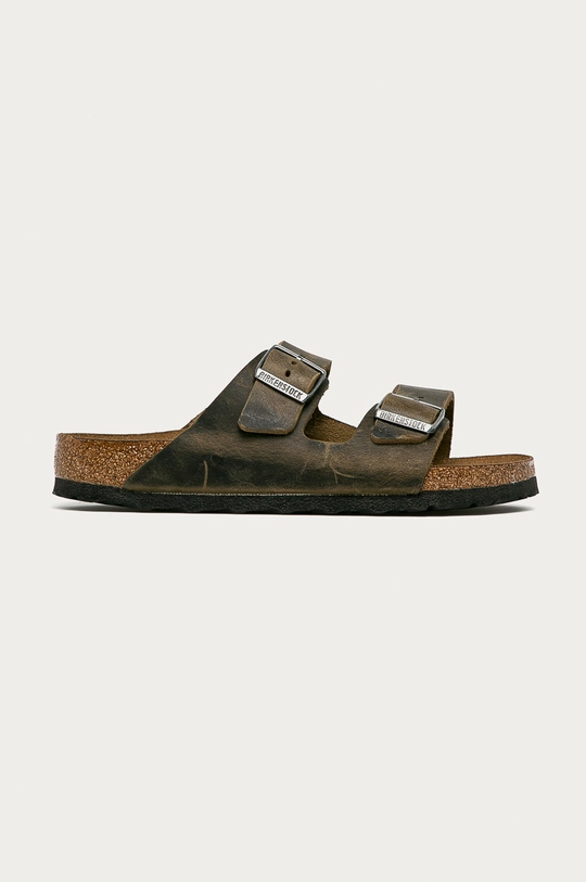 green Birkenstock leather sliders Arizona Men’s