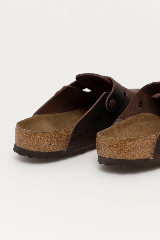 Birkenstock klapki skórzane Boston SFB Cholewka: Skóra naturalna Wnętrze: Skóra zamszowa Podeszwa: Materiał syntetyczny