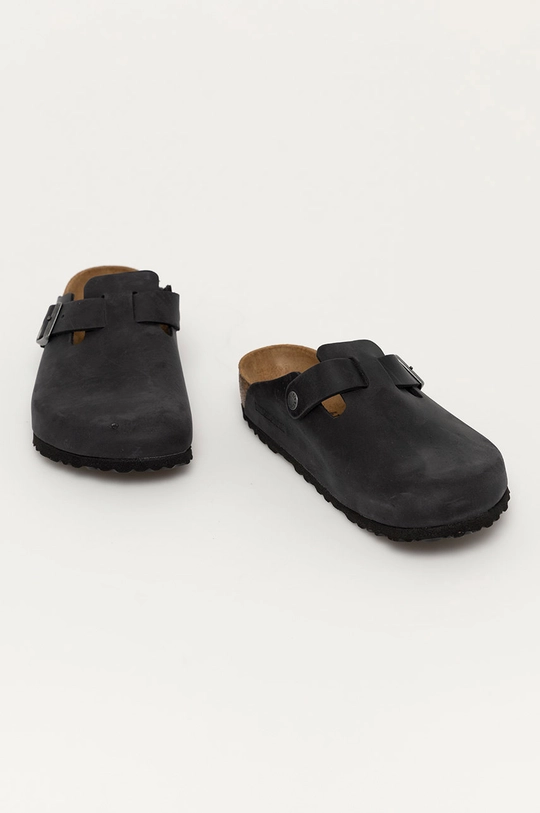 Semišové šľapky Birkenstock Boston SFB čierna