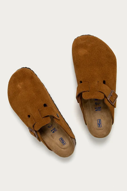 Birkenstock leather sliders Boston <p> Uppers: Suede Inside: Suede Outsole: Synthetic material</p>
