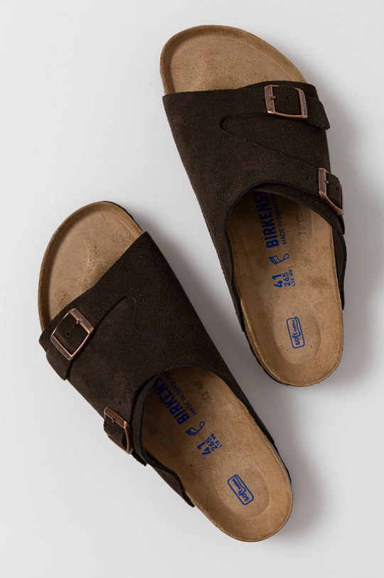 hnedá Semišové šľapky Birkenstock