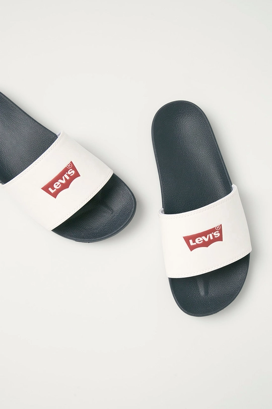 white Levi's sliders