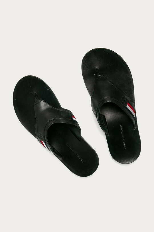 Tommy Hilfiger - Bőr flip-flop fekete