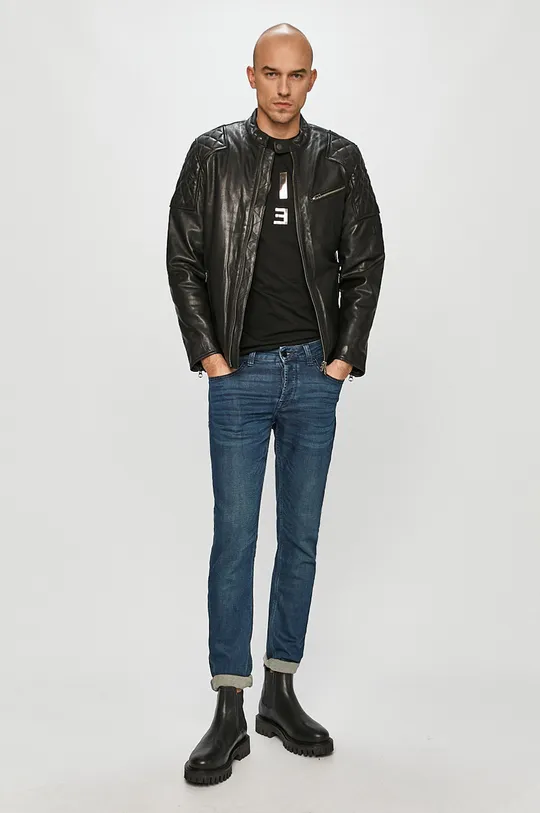Pepe Jeans - Kožená bunda Donnie čierna