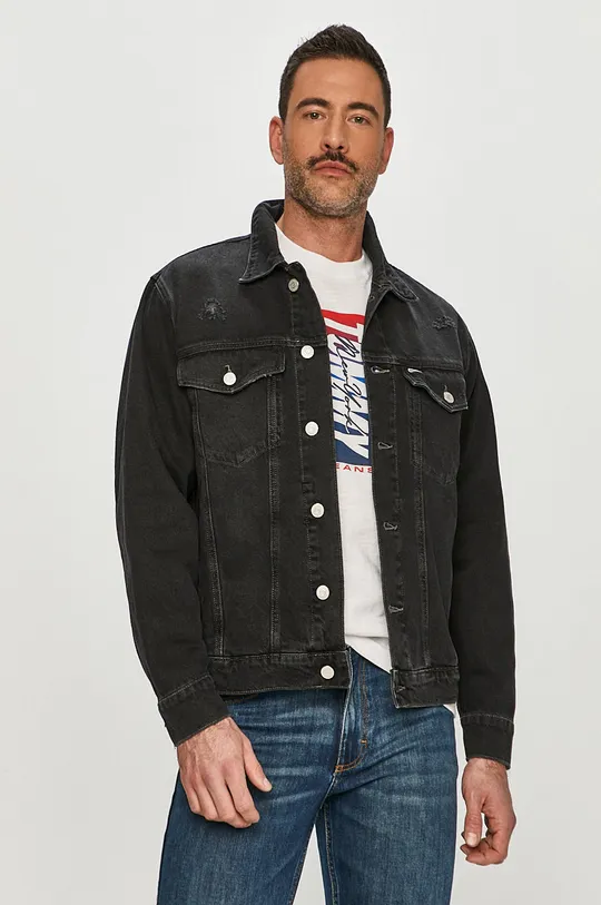 czarny Tommy Jeans - Kurtka jeansowa DM0DM10301.4891 Męski