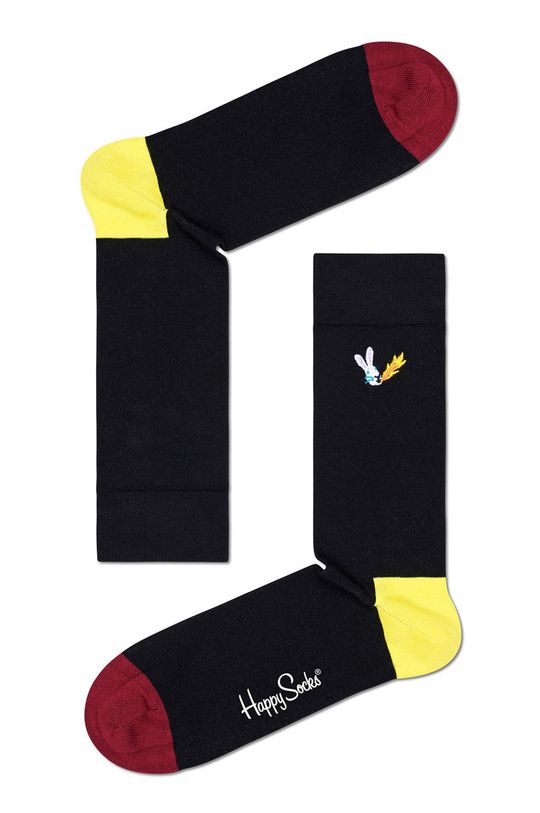 negru Happy Socks - Sosete Embroidery Fire Rabbit De femei
