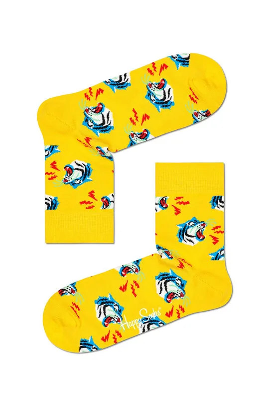 żółty Happy Socks - Skarpetki Tiger Half Crew Damski