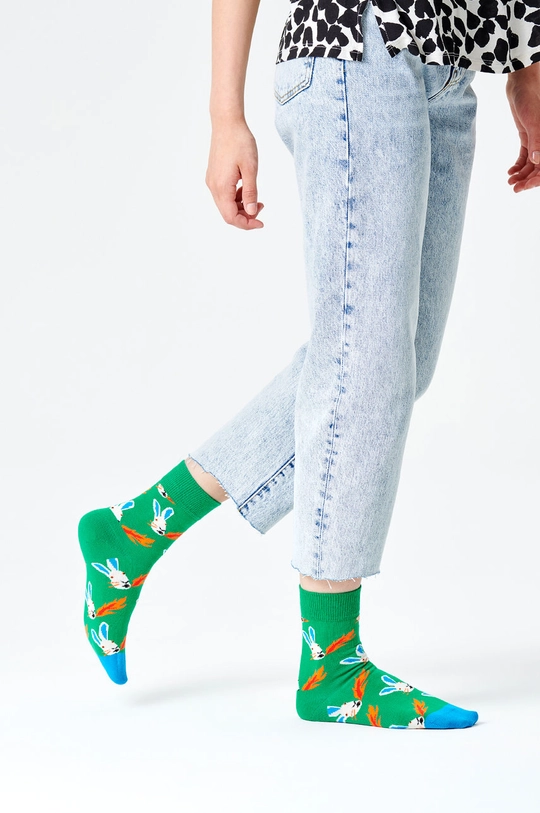 zielony Happy Socks - Skarpetki Fire Rabbit Half Crew Damski