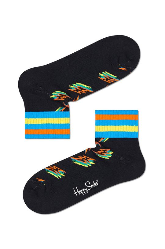 черен Happy Socks - Чорапи Shadow Flash 1/4 Crew Жіночий