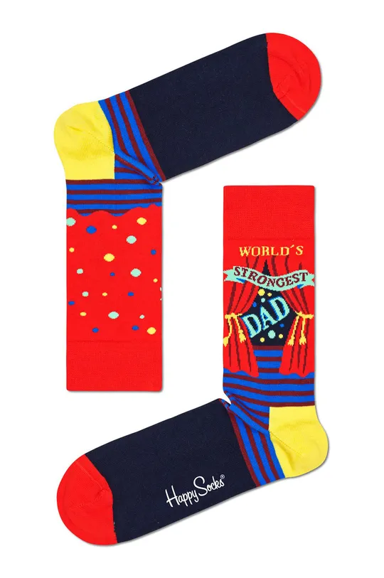 červená Happy Socks - Ponožky World´s Strongest Dad Dámsky