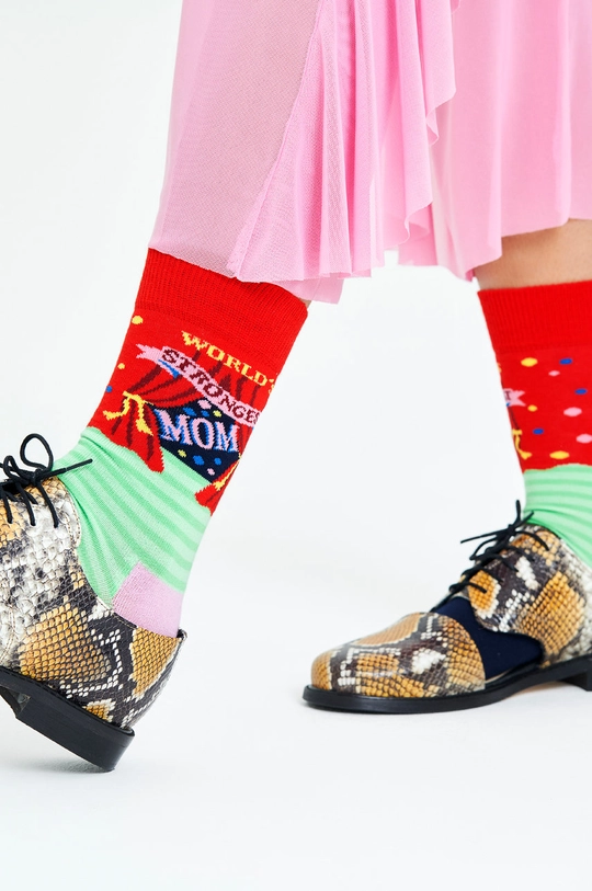 червоний Happy Socks - Шкарпетки World´s Strongest Mom Жіночий