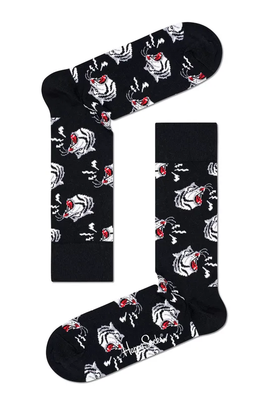 Happy Socks - Skarpetki Black & White Socks (4-PACK) 86 % Bawełna, 2 % Elastan, 12 % Poliamid