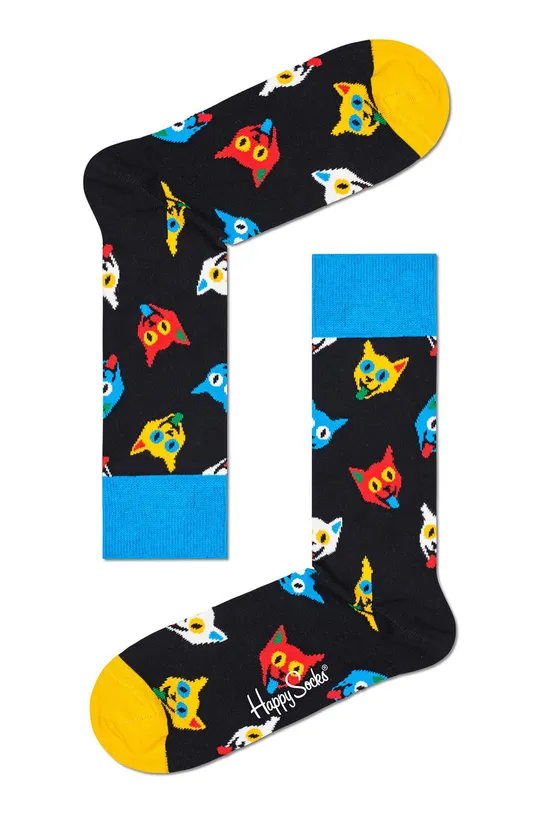 čierna Happy Socks - Ponožky Cat Pánsky