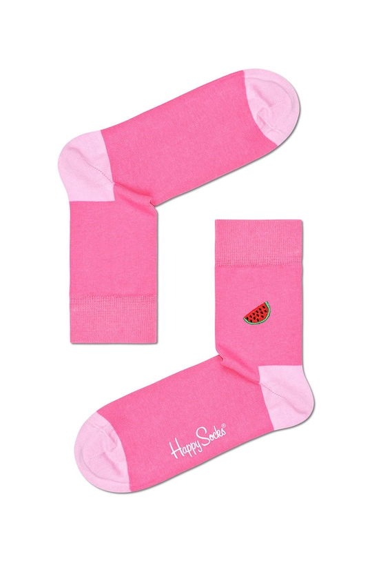 różowy Happy Socks - Skarpety Embroidery Watermelon Half Męski