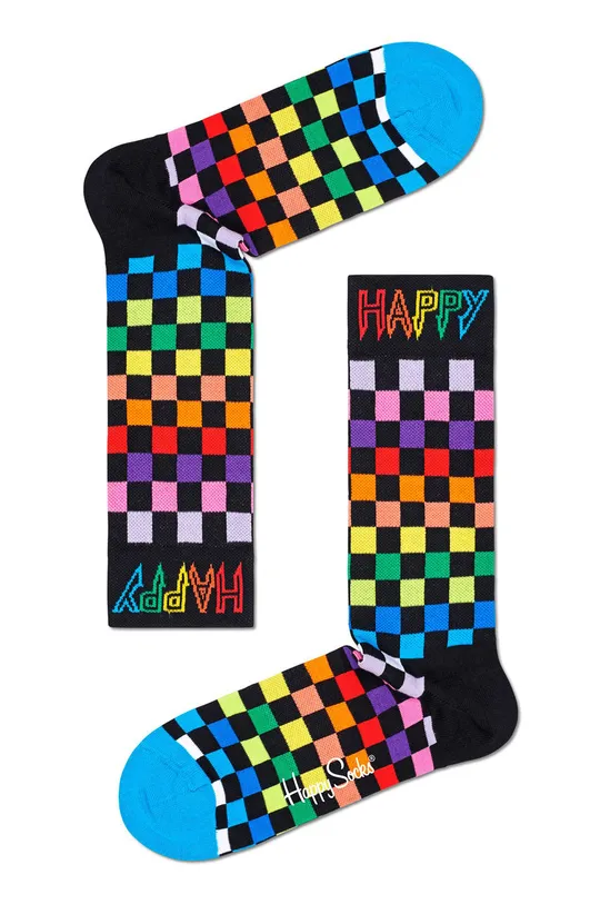 барвистий Happy Socks - Шкарпетки Rainbow Check Thin Crew Чоловічий